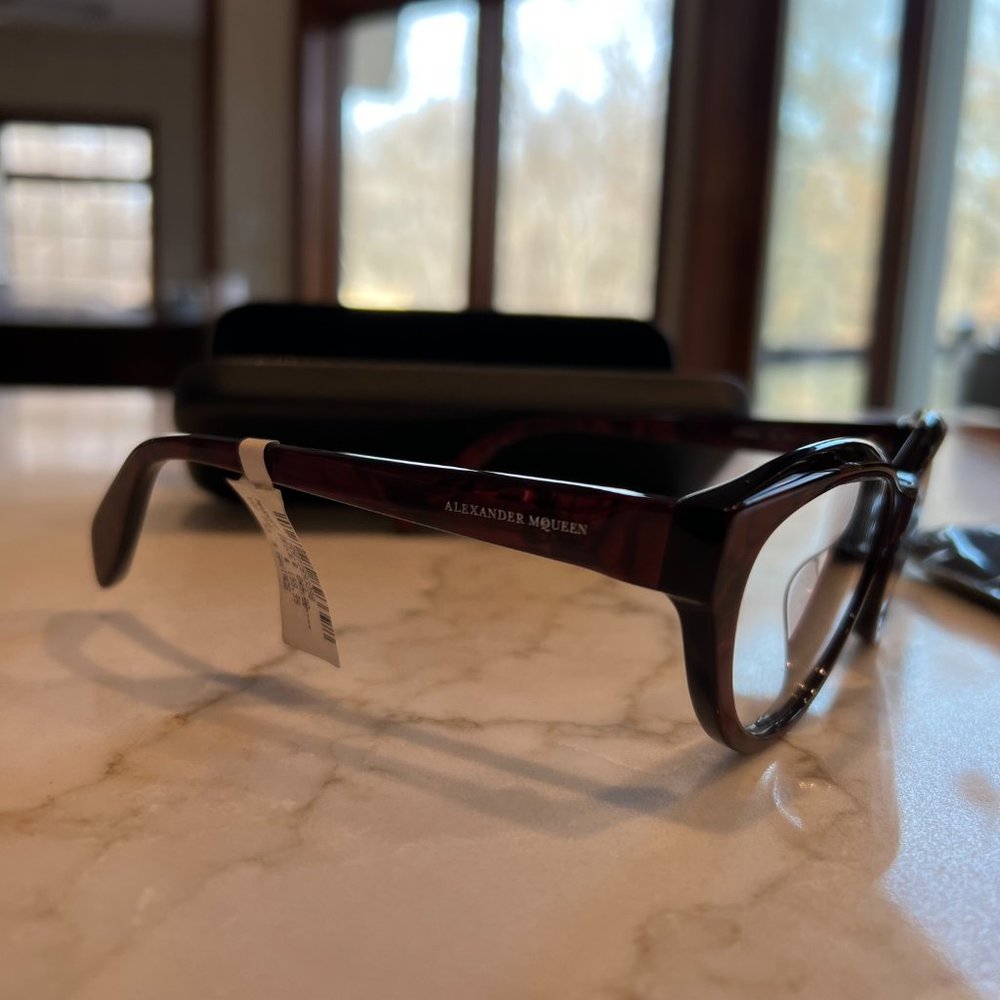 NWT Alexander McQueen AM0045OA Red/Tortoise Cat Eye Glasses Frames - Picture 5 of 12